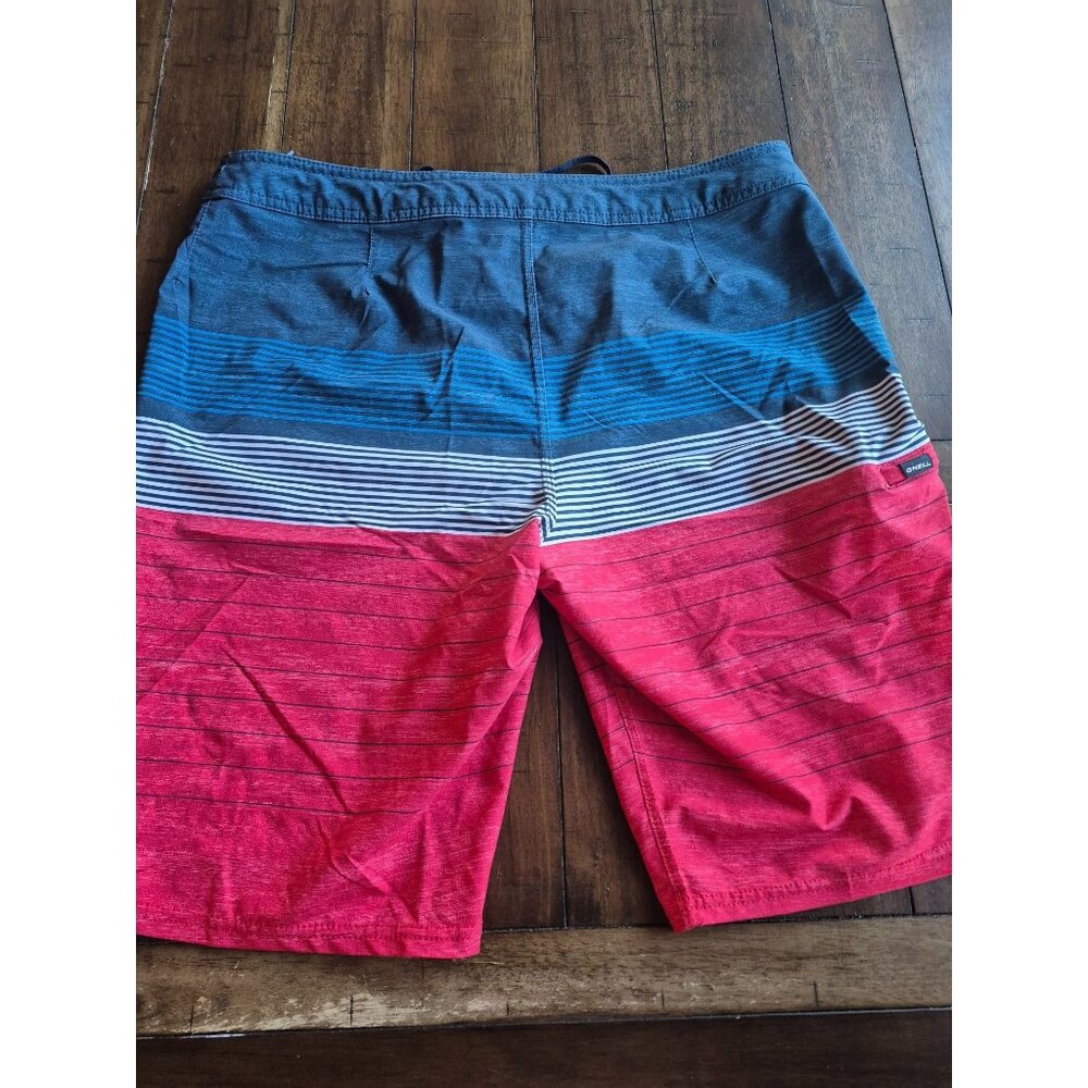 ONeill Hyperfreak Mens Striped Red & Blue Boardshorts Size 33